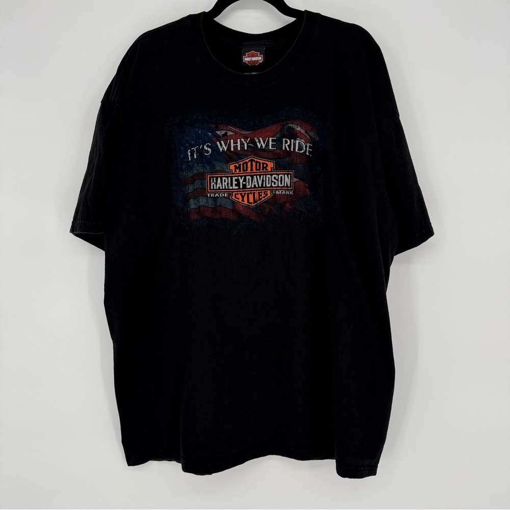 Harley-Davidson Lisle, Illinois Black American Flag Motorcycle Shirt Men’s 3X